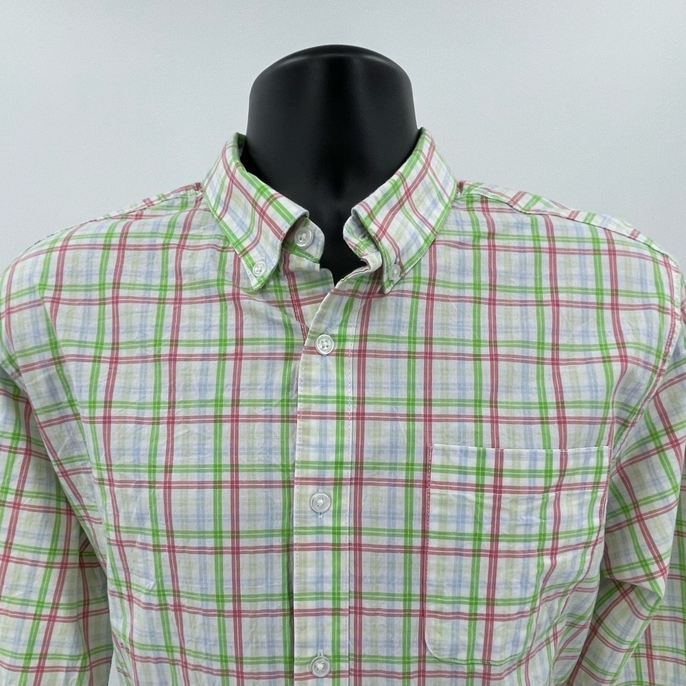 Southern Proper Henning Shirt‎ White Salmon Green Plaid Button Down L/S Mens  L - Picture 2 of 10